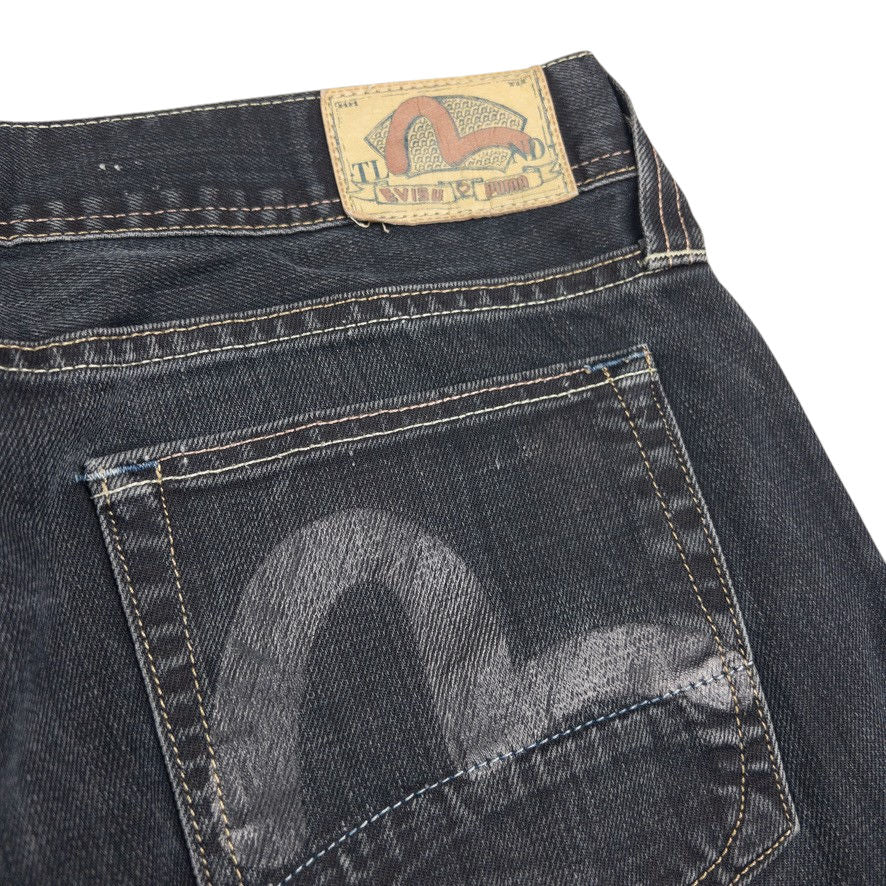 Vintage Puma X Evisu Double Gull Cropped Japanese Denim Jeans Size W36