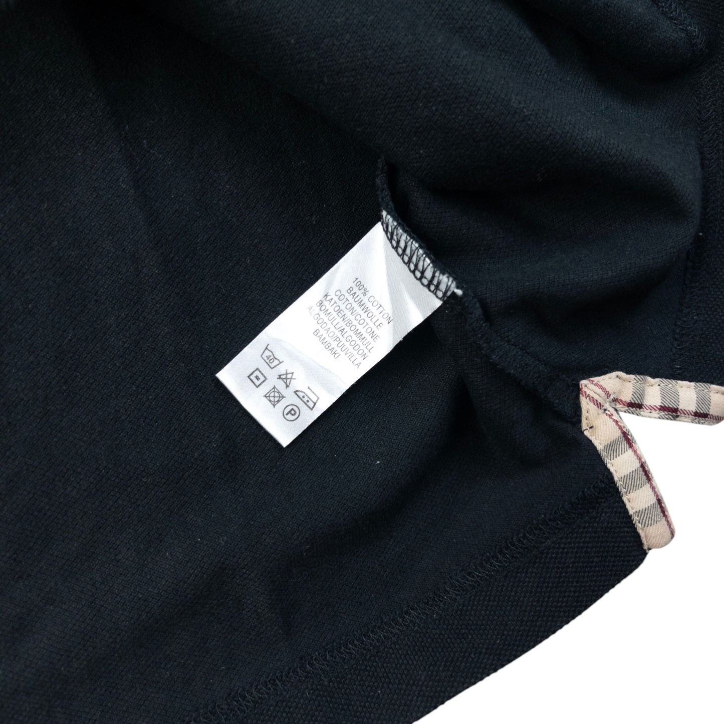 Vintage Burberry Nova Check Collar Long Sleeve Polo Shirt Size S