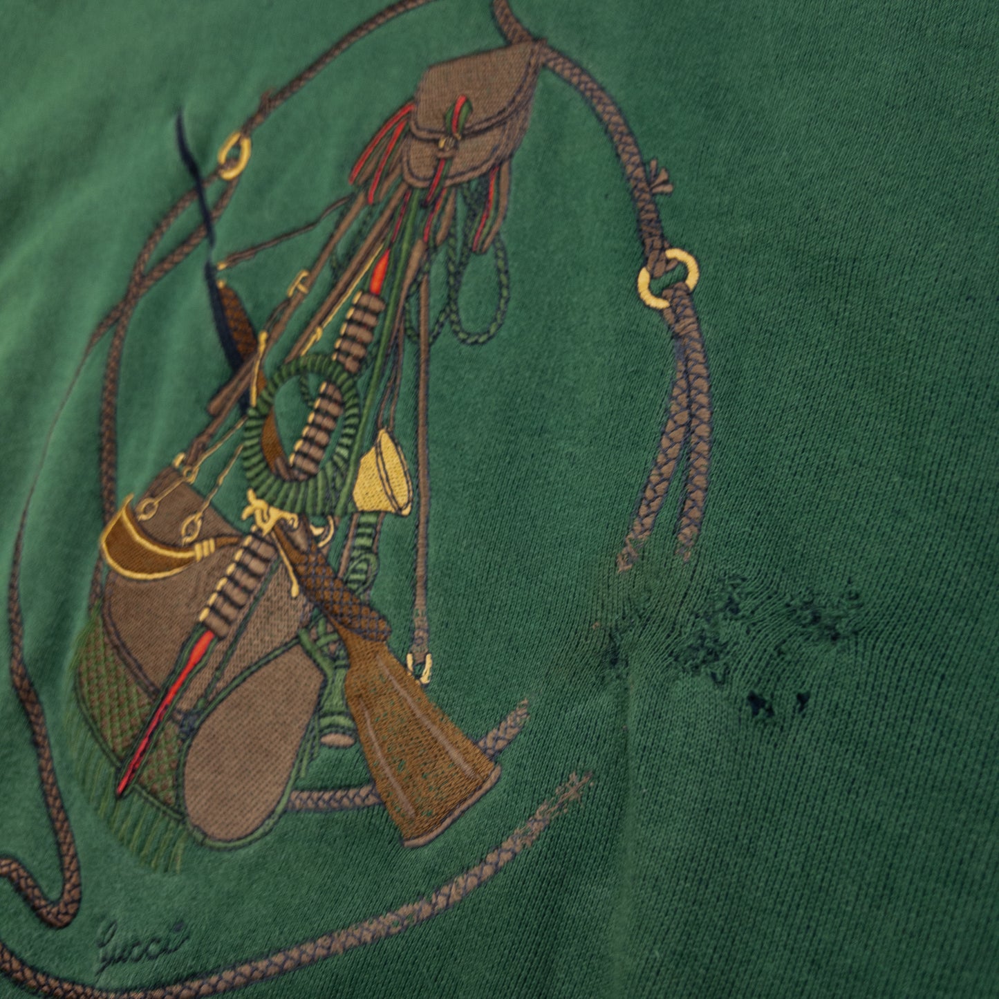Vintage Gucci Embroidered Hunting Sweatshirt Size S