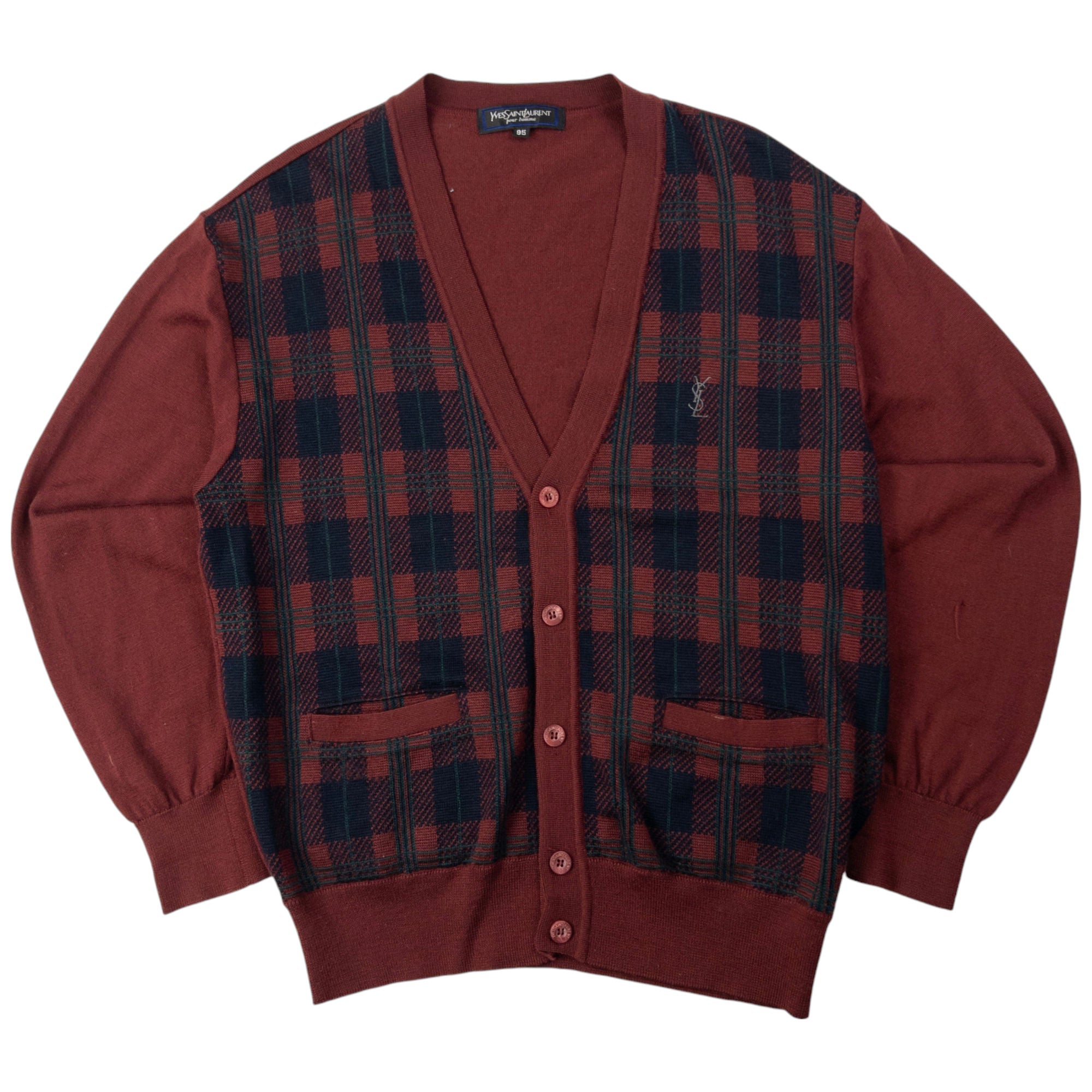 Vintage YSL Yves Saint Laurent Tartan Cardigan Size S