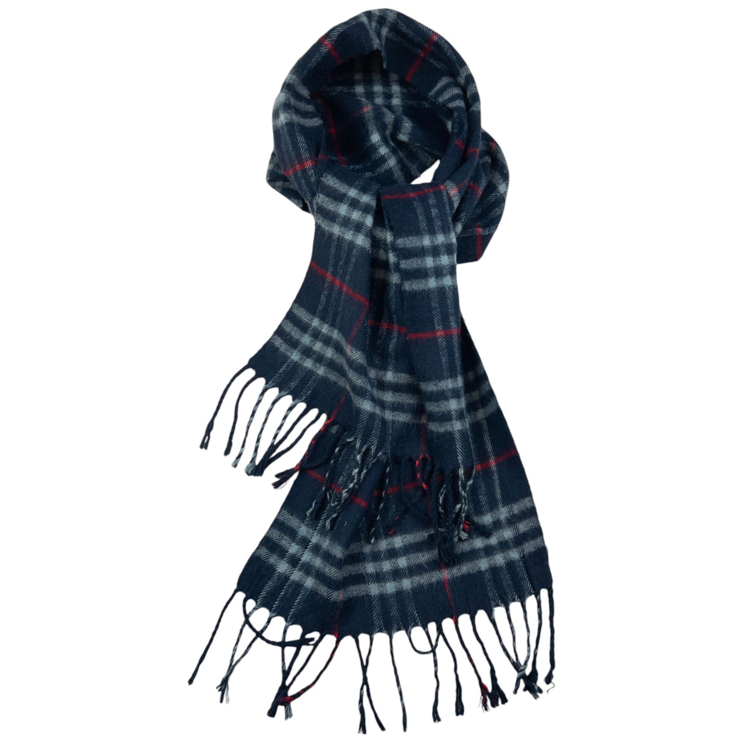 Vintage Burberry Nova Check Cashmere Tassel Scarf