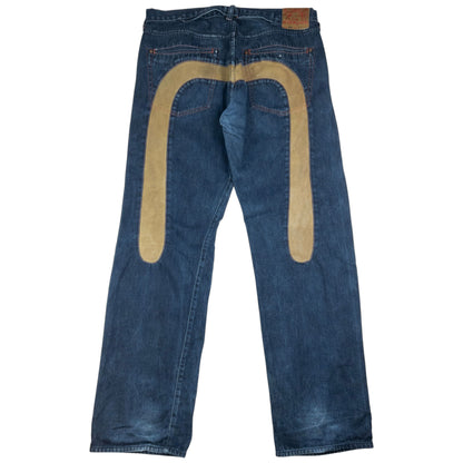Vintage Evisu Leather Daicock Japanese Denim Jeans Size W38