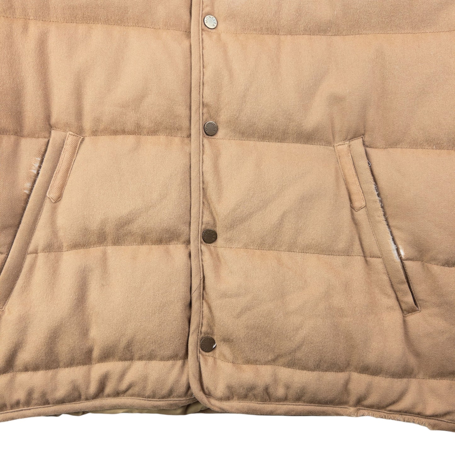 Vintage 90s Moncler Button Up Cashmere Puffer Jacket Size M