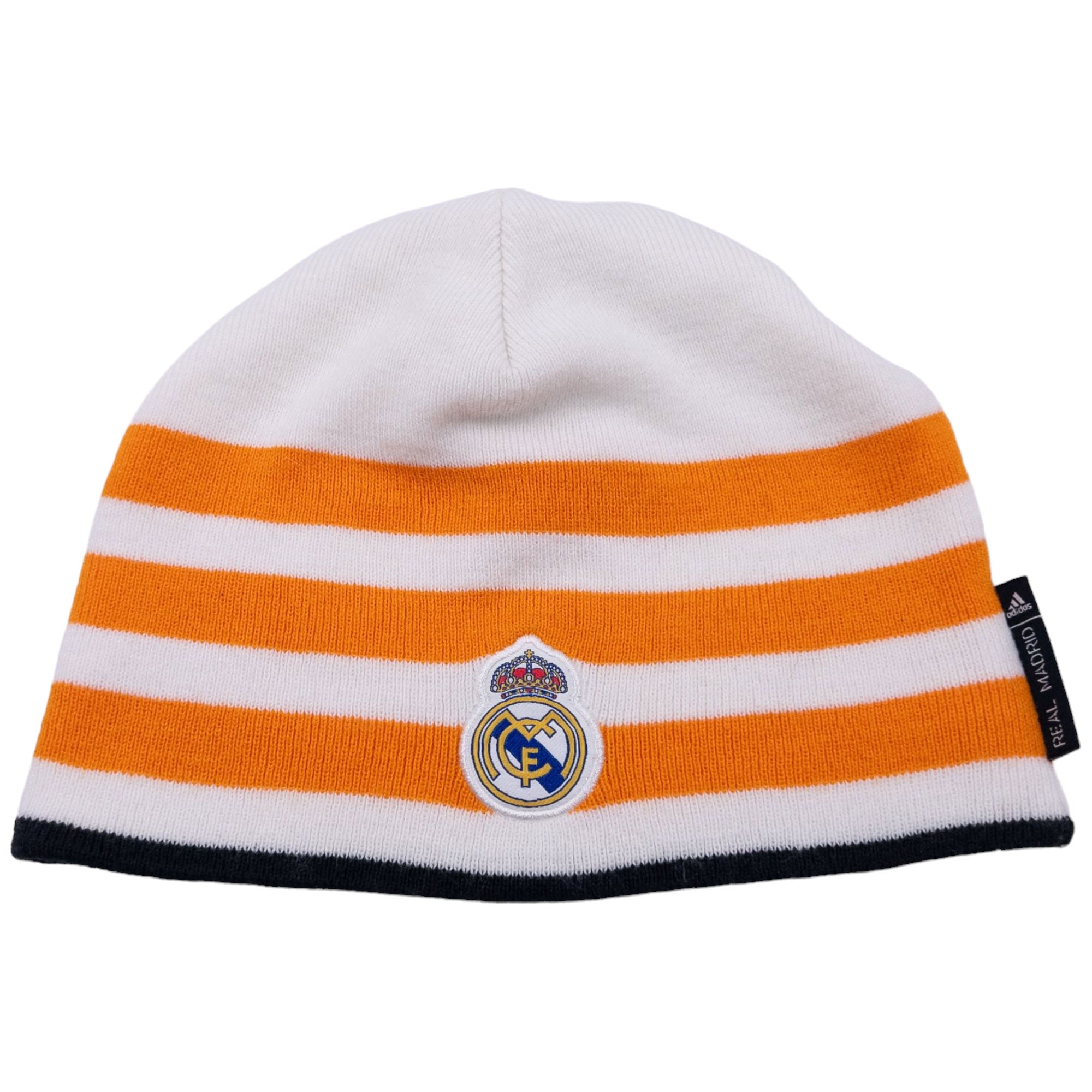 Adidas Real Madrid Beanie White Orange Striped Hat One size Cotton