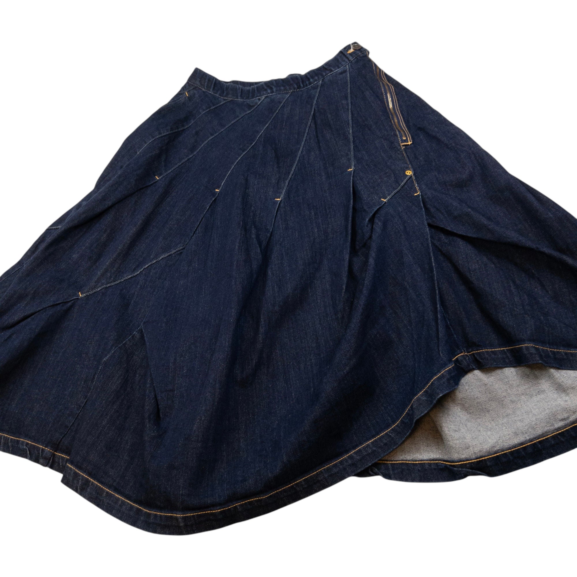 Vintage Mercibeaucoup By Issey Miyake Gathered Denim Skirt Womens Size W26