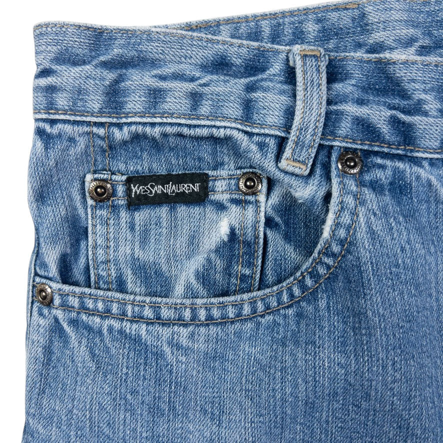 Vintage YSL Yves Saint Laurent Embroidered Denim Jeans Size W31