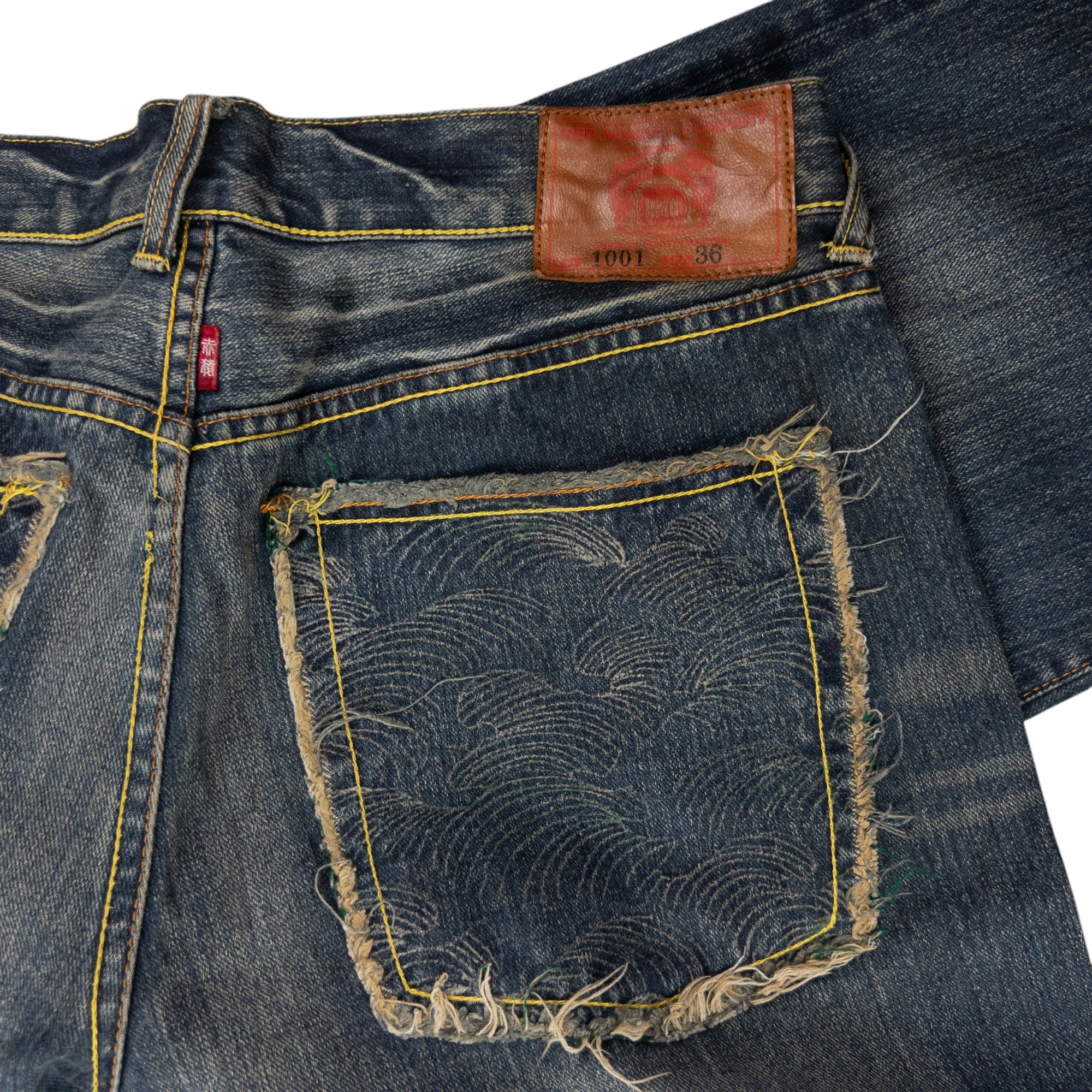 Vintage RMC Red Monkey Company Embroidered Wave Japanese Denim Jeans Size W34