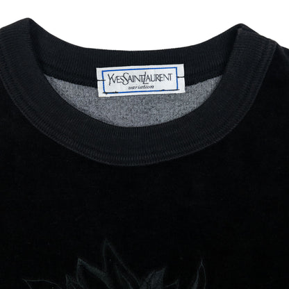 Vintage YSL Yves Saint Laurent Embroidered Velour Jumper Womens Size S