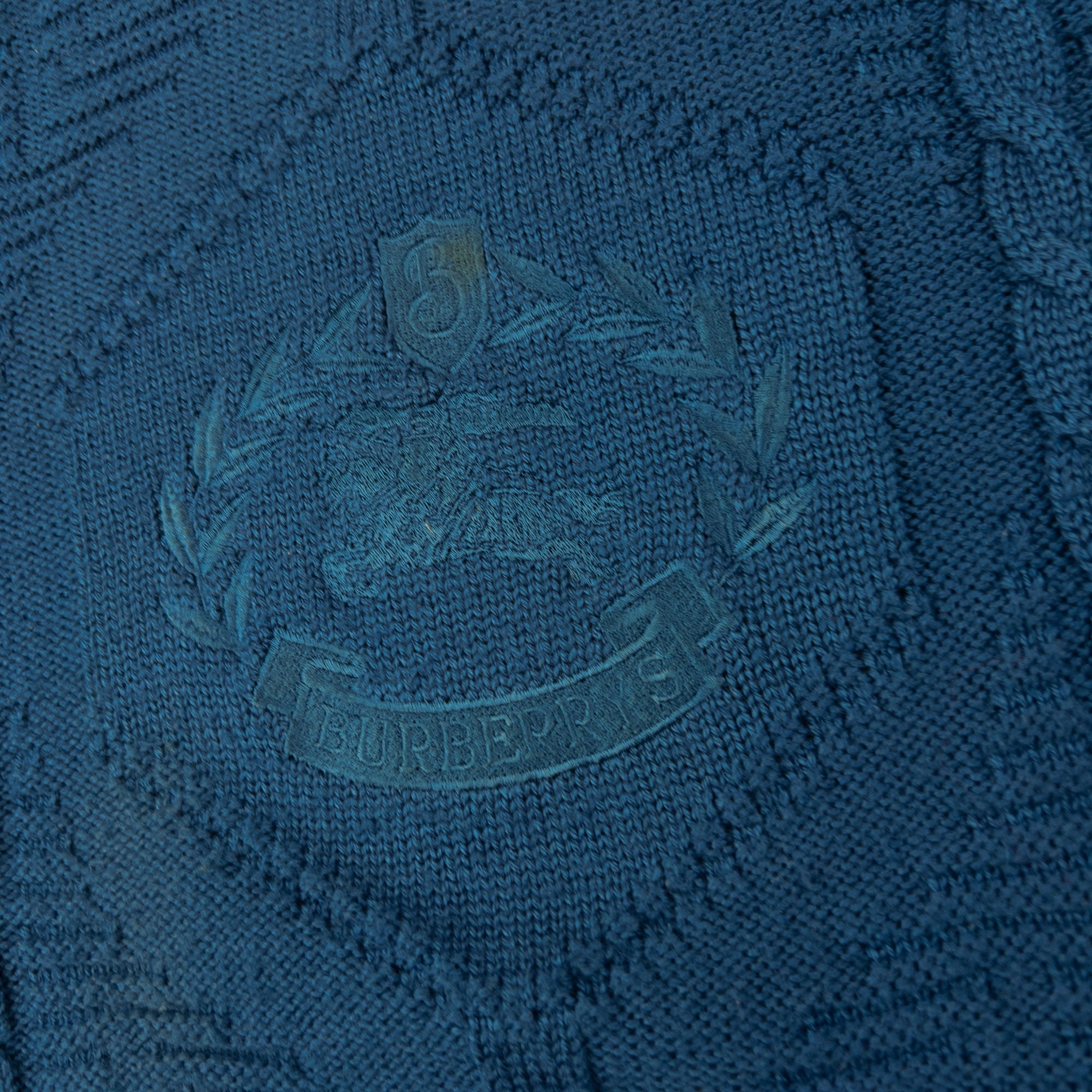Vintage Burberry Embroidered Cable Knit Jumper Size L