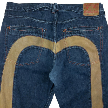 Vintage Evisu Leather Daicock Japanese Denim Jeans Size W38