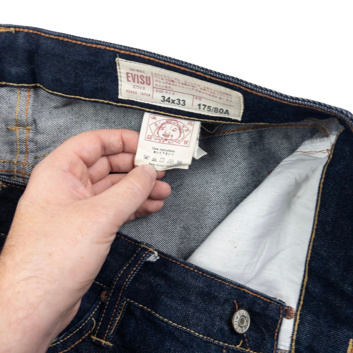 Vintage Evisu Painted Daicock Japanese Denim Jeans Size W35