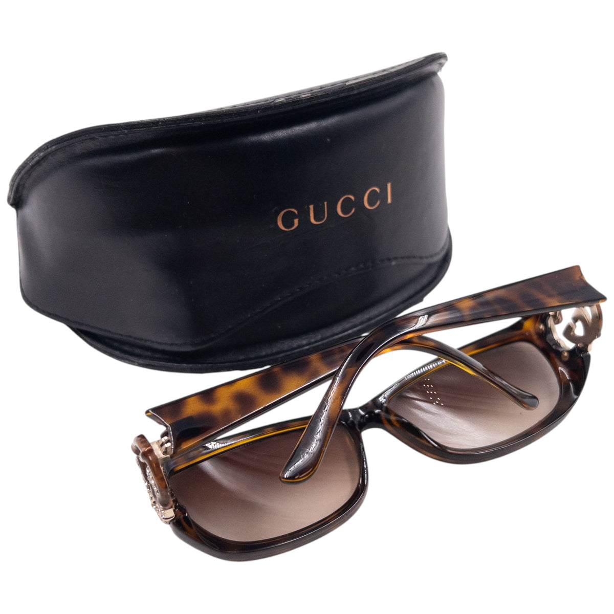 Vintage 2000s Gucci Diamanté Tortoise Shell Sunglasses