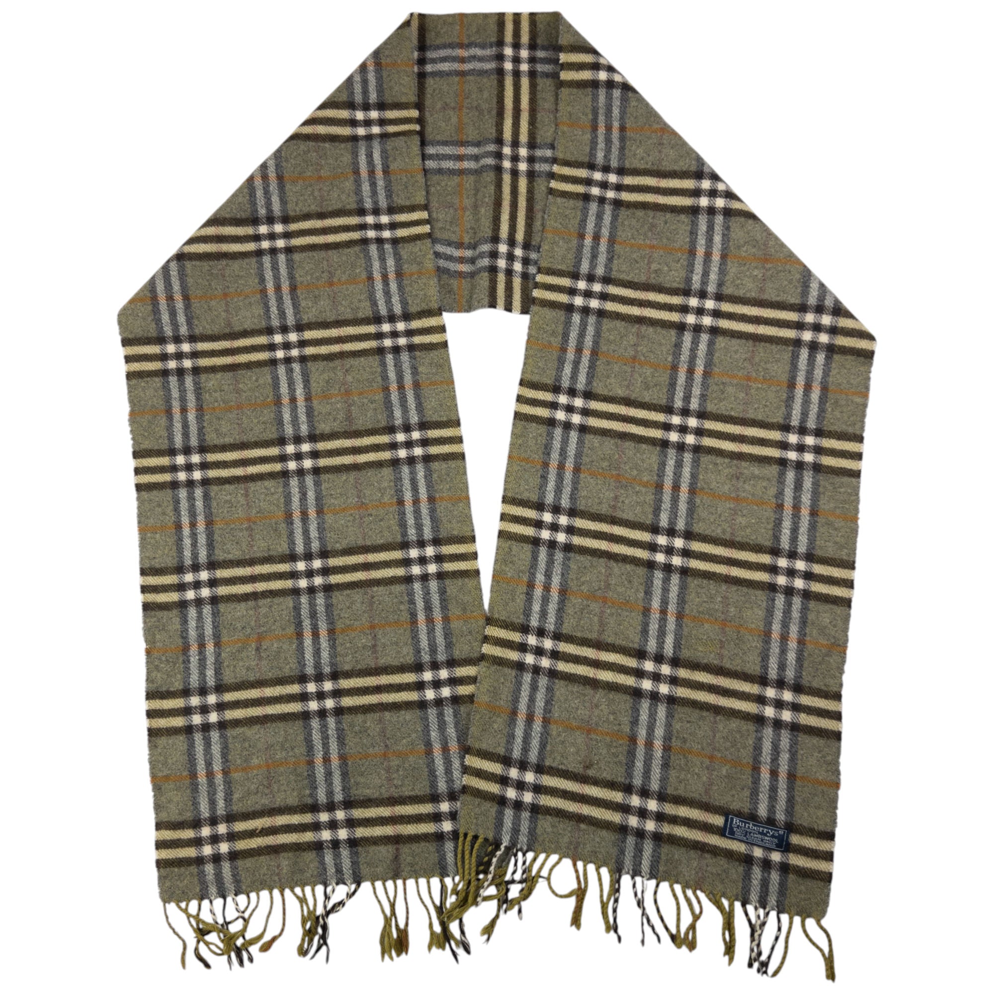 Vintage Burberry Nova Check Lambswool Tassel Scarf