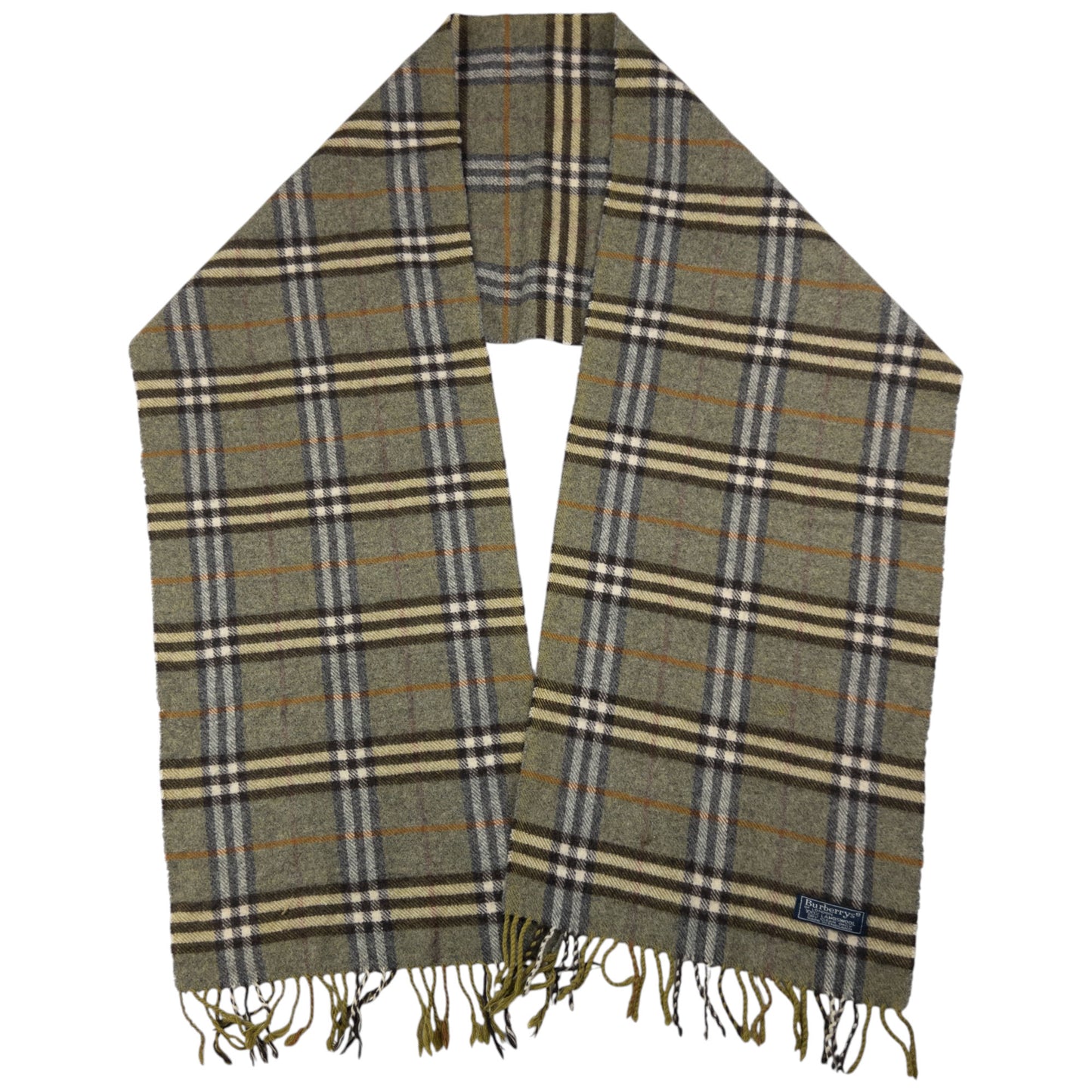 Vintage Burberry Nova Check Lambswool Tassel Scarf