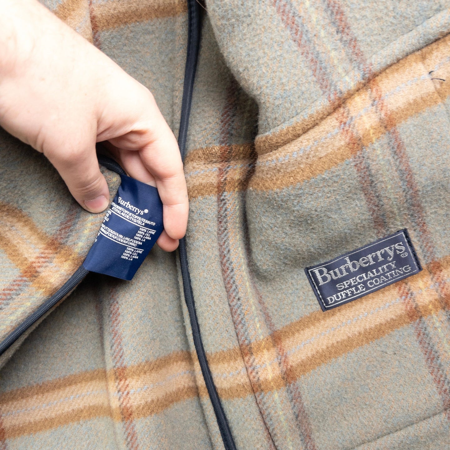 Vintage Burberry Nova Check Wool Duffle Jacket Size XL