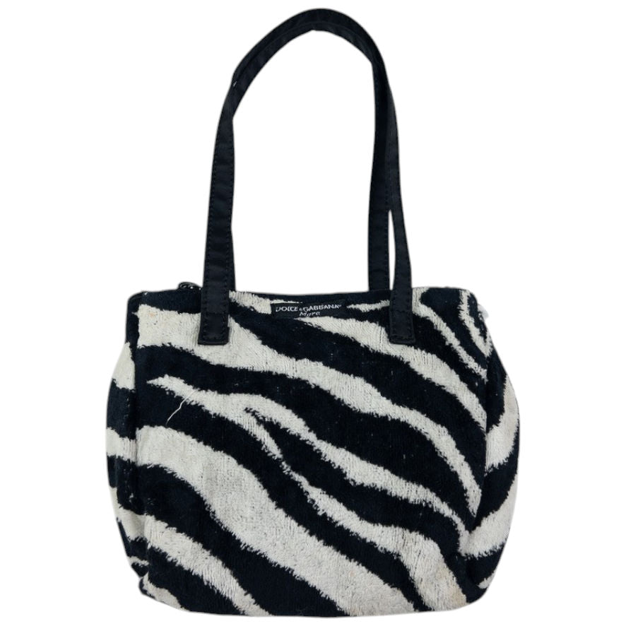 Vintage Dolce & Gabbana Mare Zebra Stripe Terry Cloth Shoulder Bag