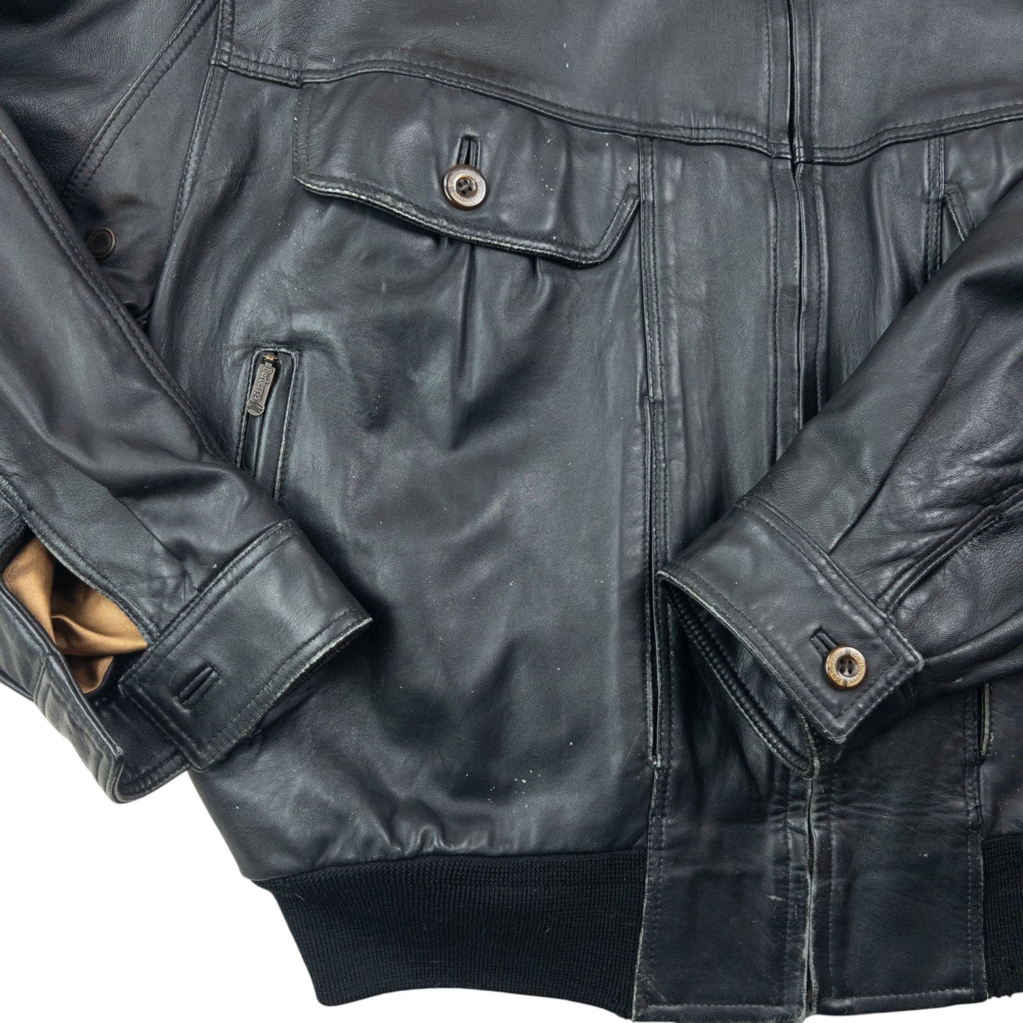 Vintage 2000s Burberry Nova Check Lined Leather Jacket Size XL