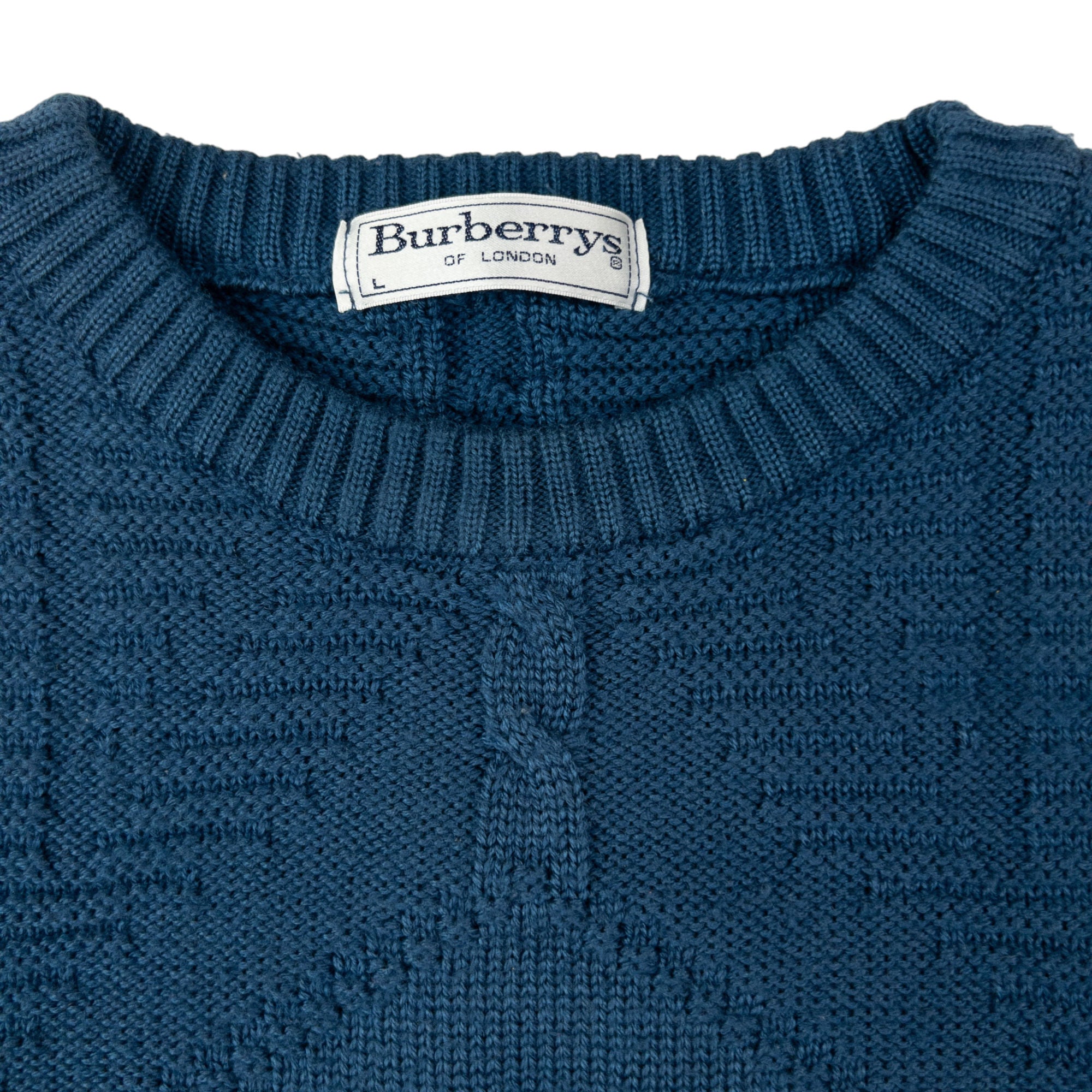 Vintage Burberry Embroidered Cable Knit Jumper Size L