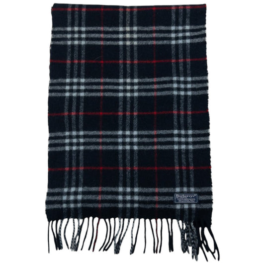 Vintage Burberry Nova Check Lambswool Tassel Scarf