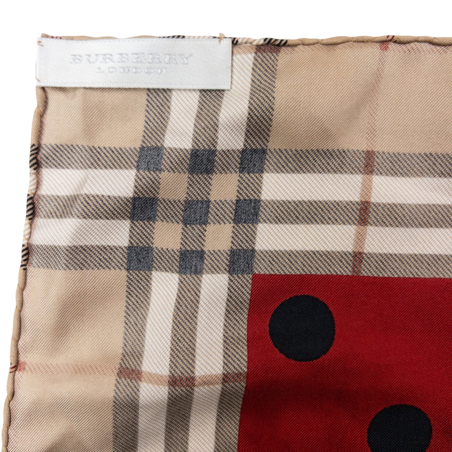 Vintage 2000s Burberry Nova Check Polka Dot Silk Scarf