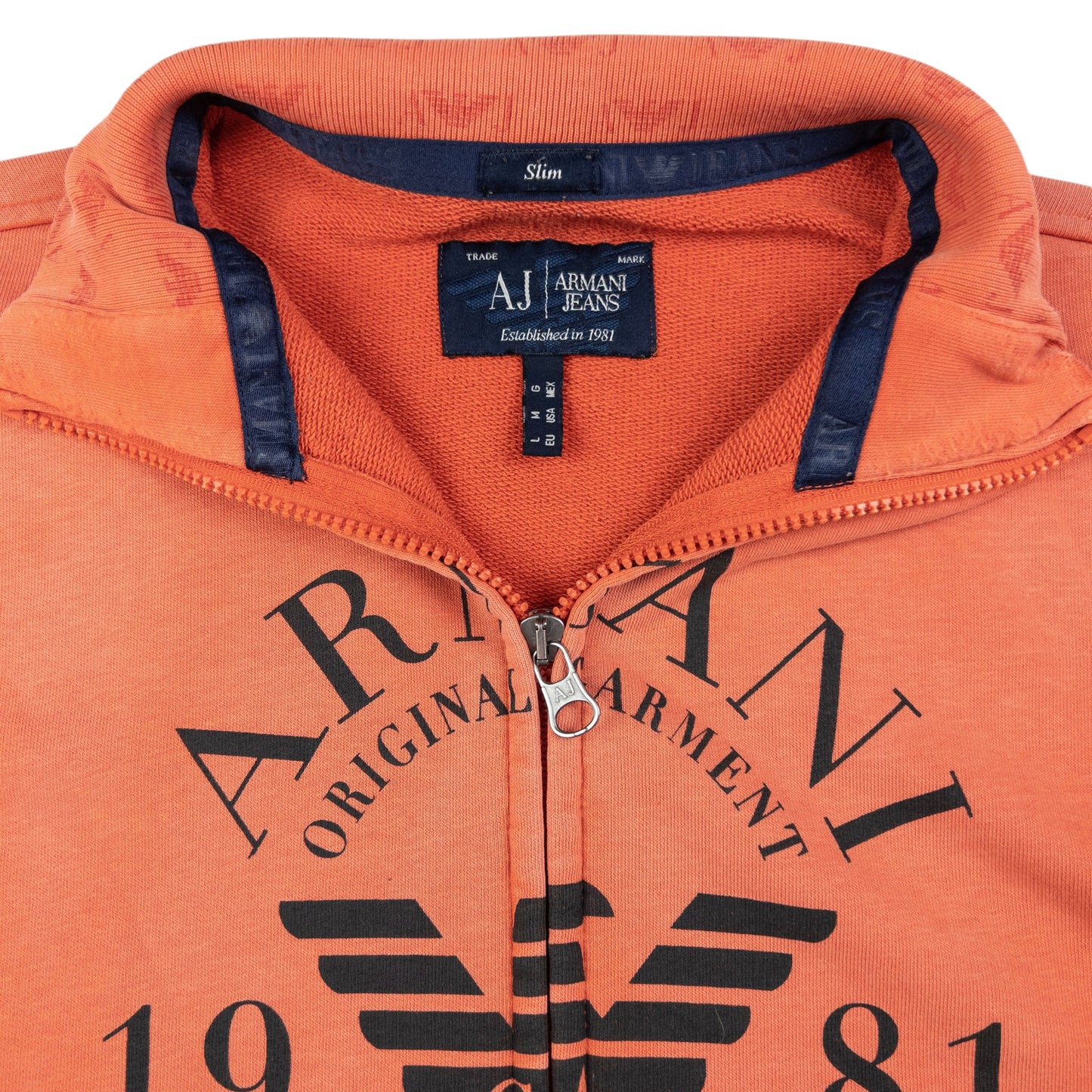 Vintage Armani Jeans Zip Up Sweatshirt Size S