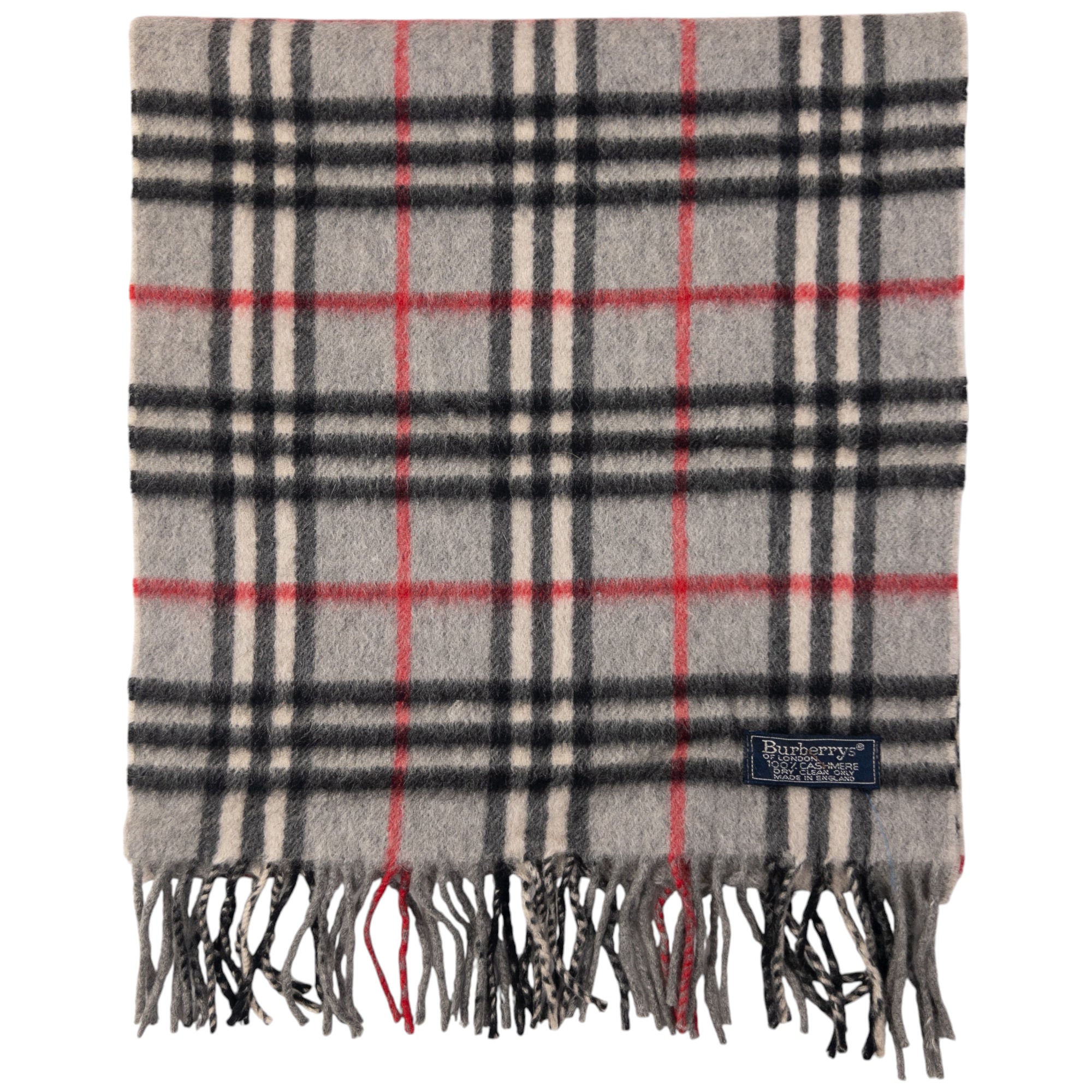 Vintage Burberry Nova Check Cashmere Tassel Scarf Second Wave