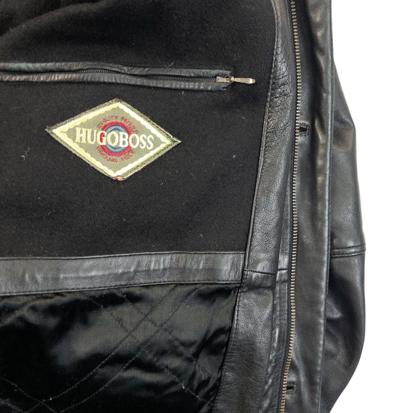Vintage 90s Hugo Boss Zip Up Leather Jacket Size L