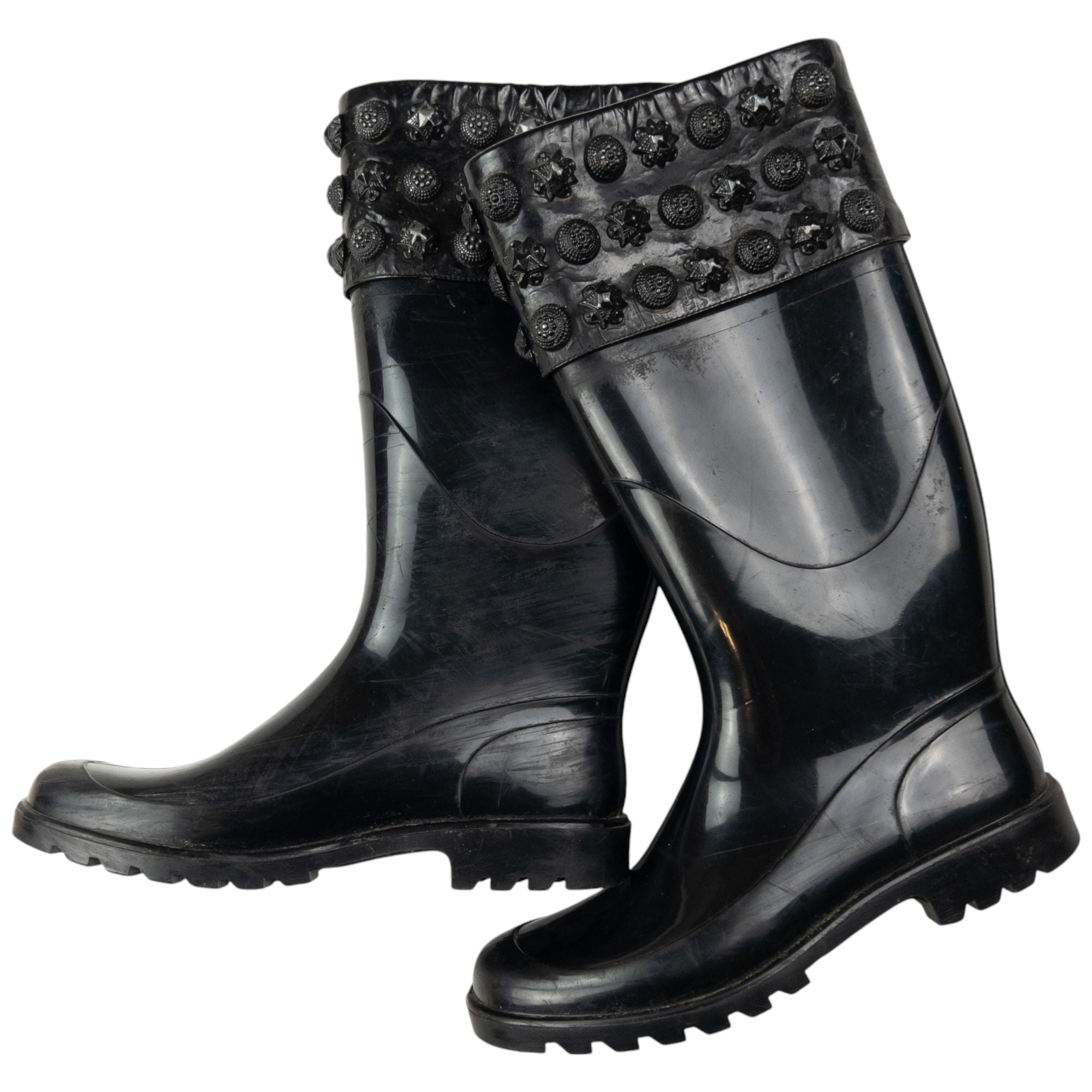 Vintage Burberry Studded Wellington Boots Womens Size UK 4
