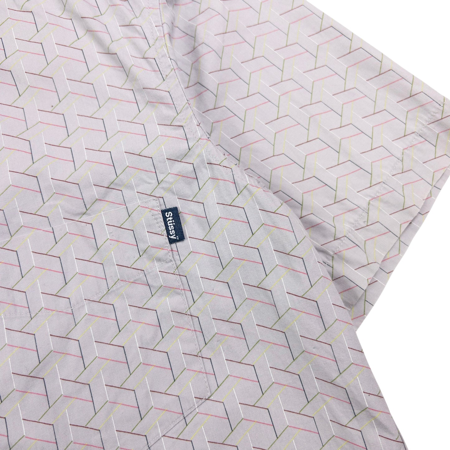 Vintage Stussy Geometric Short Sleeve Button Up Shirt Size S