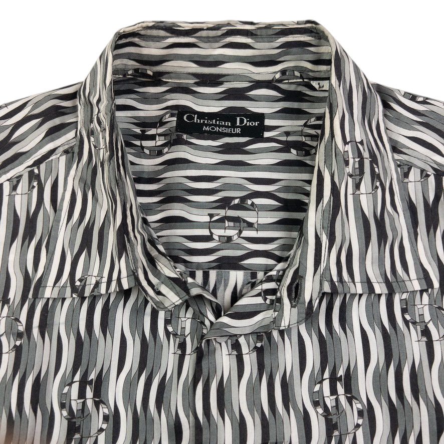 Vintage Dior Monsieur Monogram Short Sleeve Button Up Shirt Size L