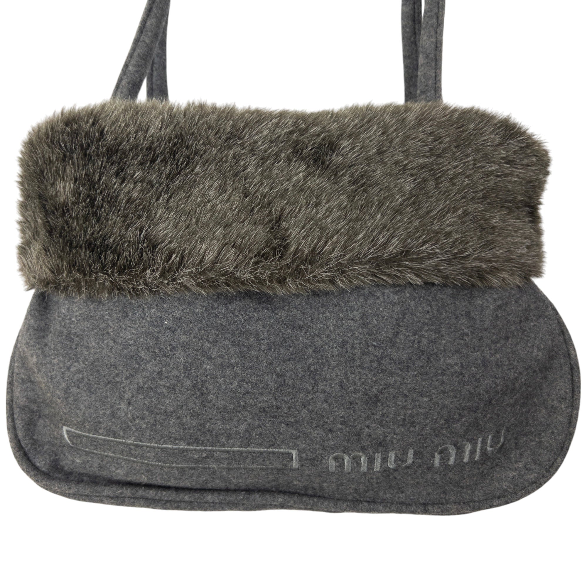 Vintage Miu Miu Fur Trim Shoulder Bag