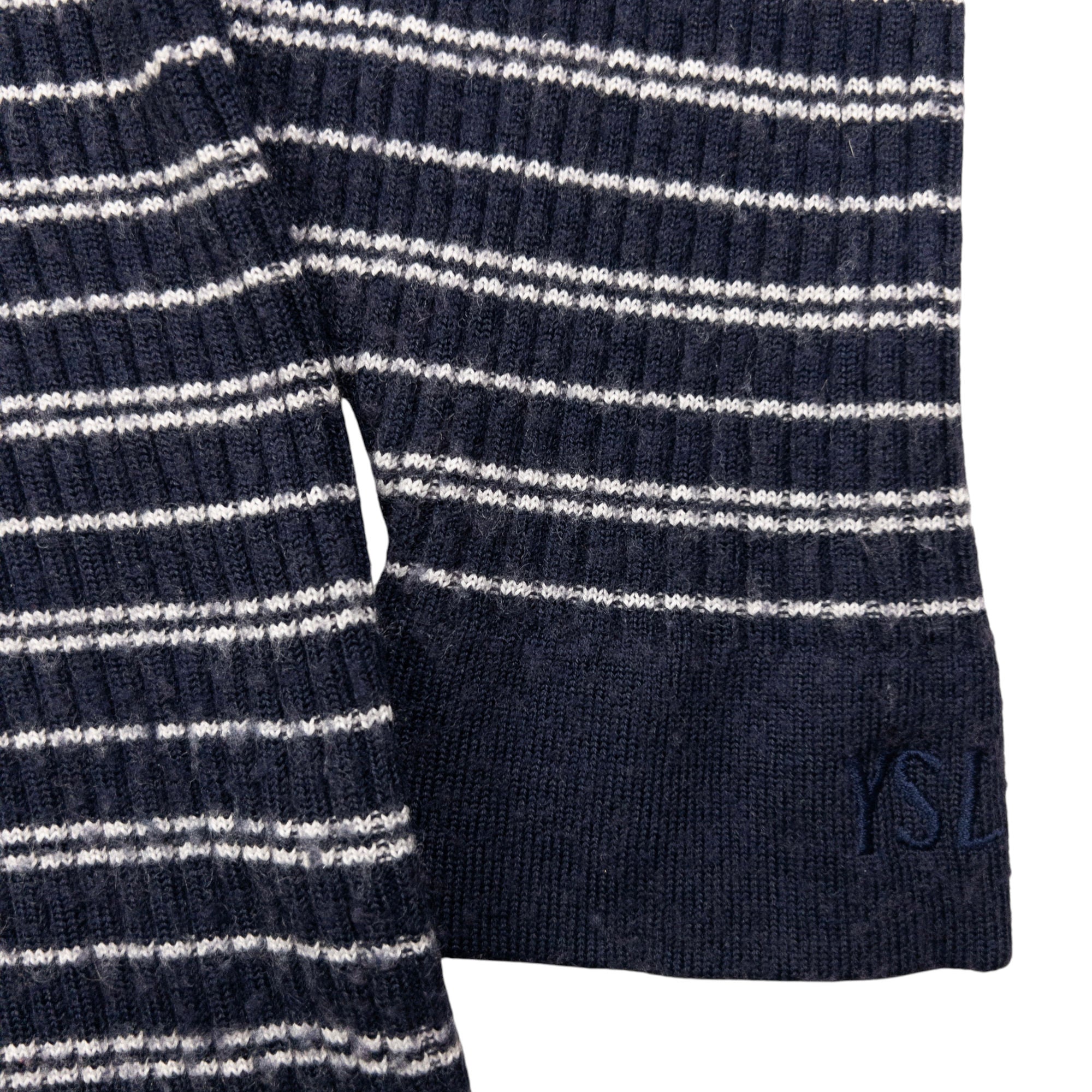 Vintage YSL Yves Saint Laurent Striped Ribbed Turtleneck Jumper Size M