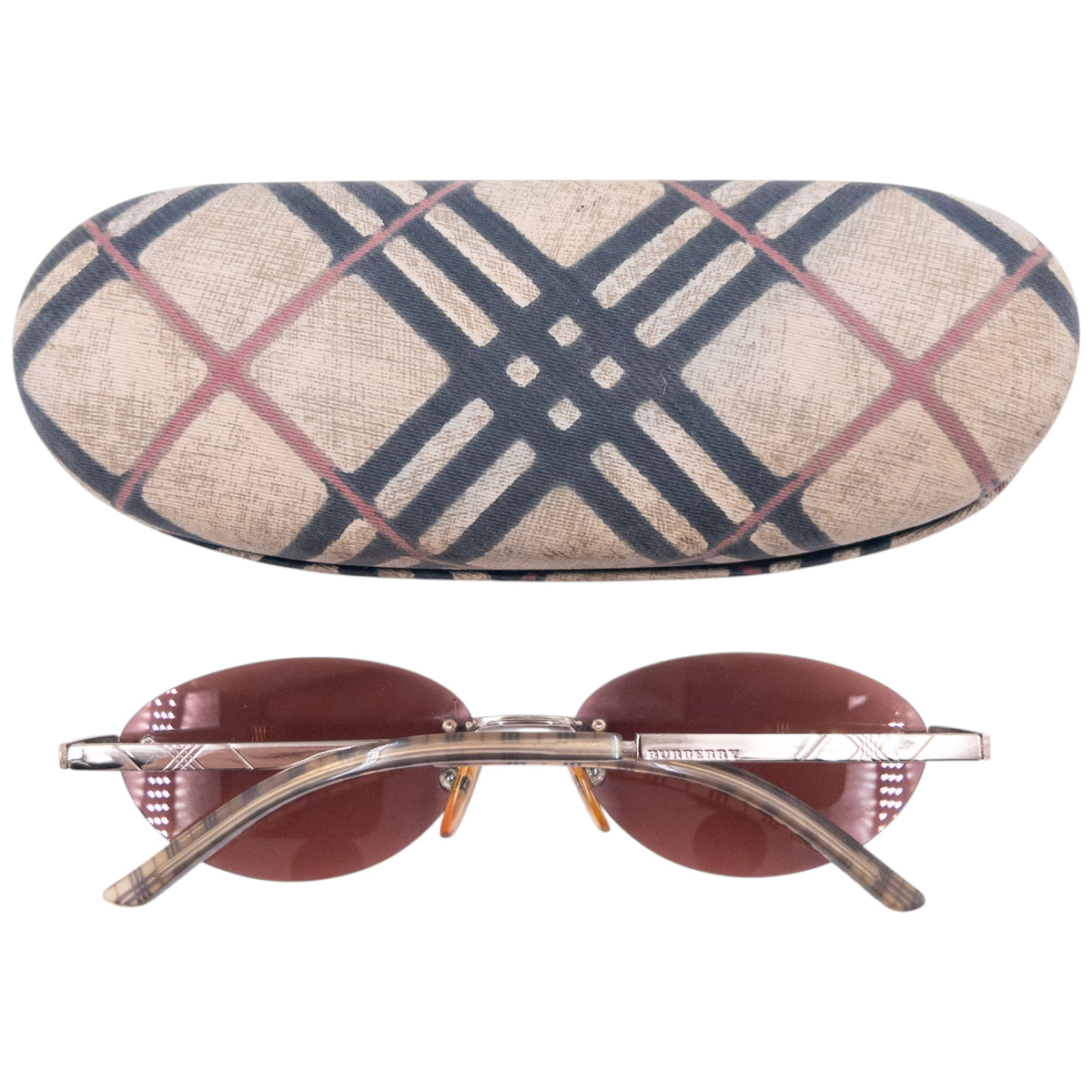 Vintage 2000s Burberry Nova Check Rimless Sunglasses