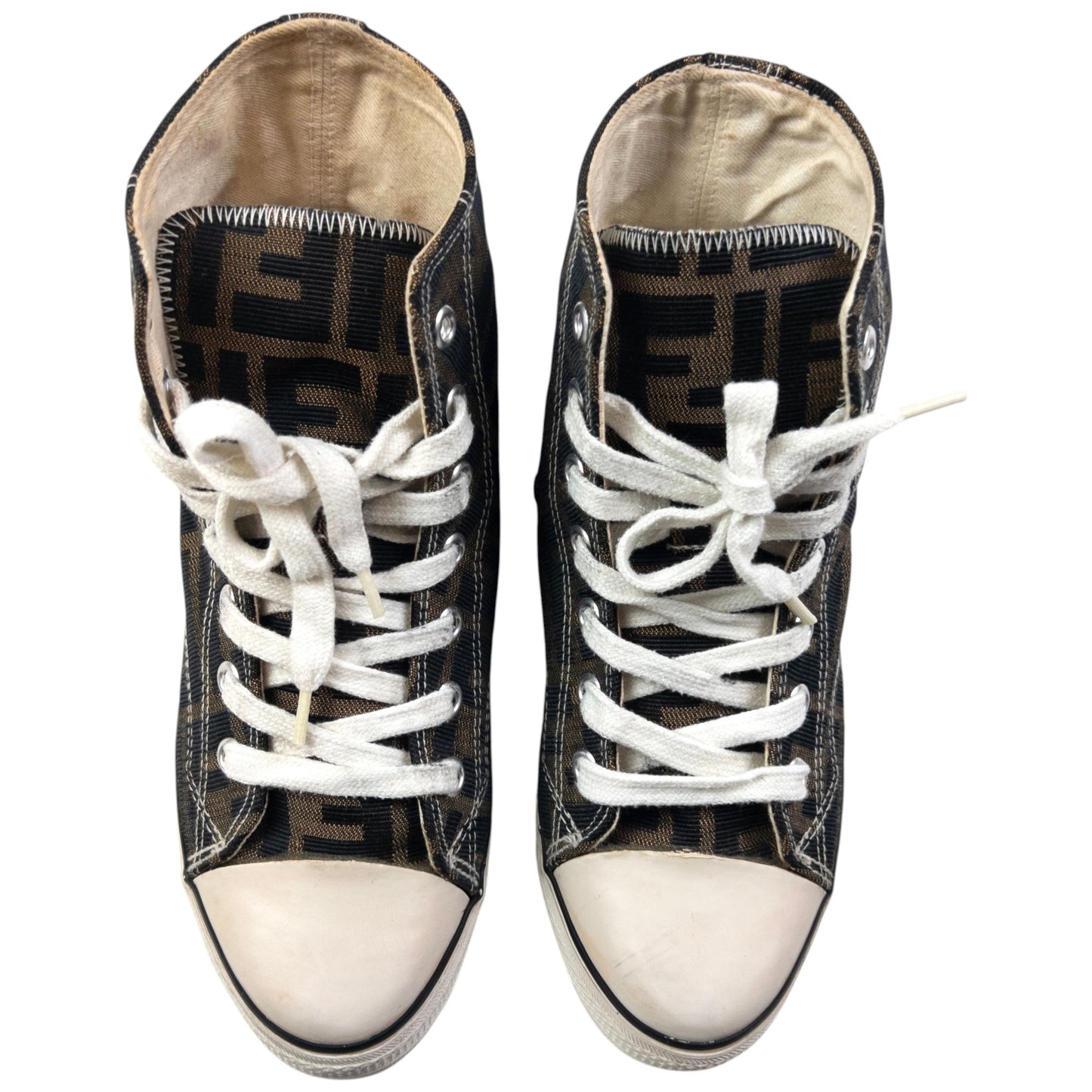 Vintage Fendi Monogram Hight Top Trainers Womens Size UK 4