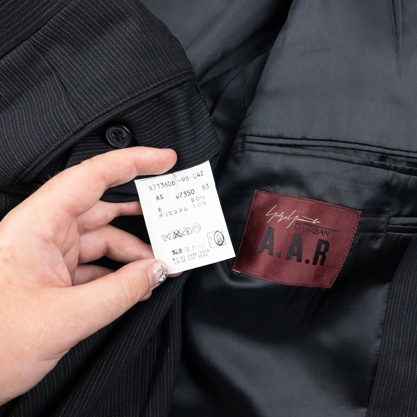 Vintage 90s Yohji Yamamoto D'Urban A.A.R Pinstripe Jacket & Trousers Suit Set Size S