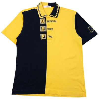 Vintage 90s Balenciaga Sports Embroidered Polo Shirt Size M