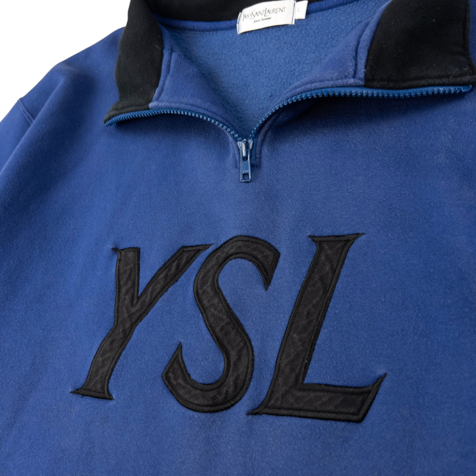 Vintage YSL Yves Saint Laurent Q Zip Sweatshirt Size L
