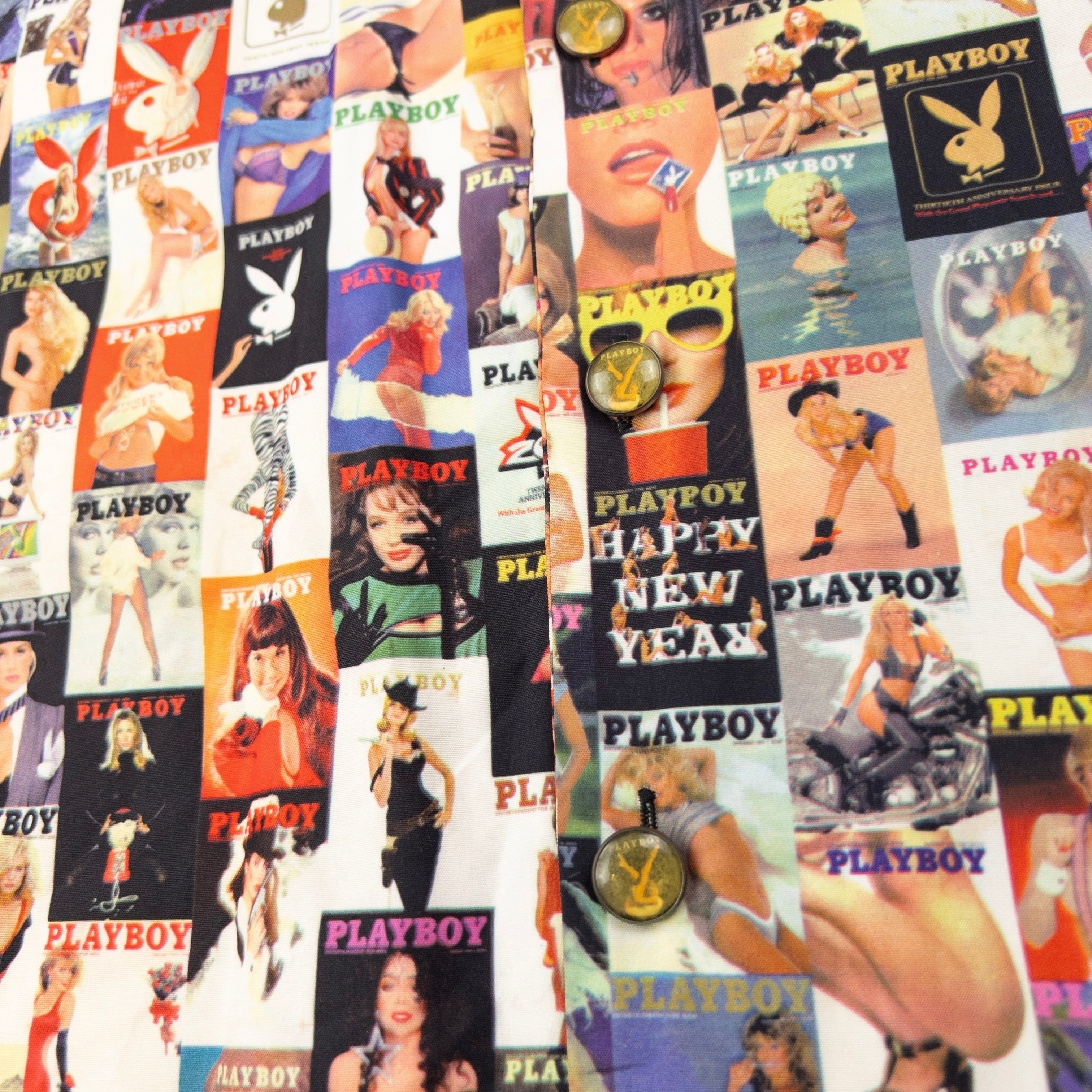 Vintage Playboy Magazine Cover Short Sleeve Button Up Shirt Size M