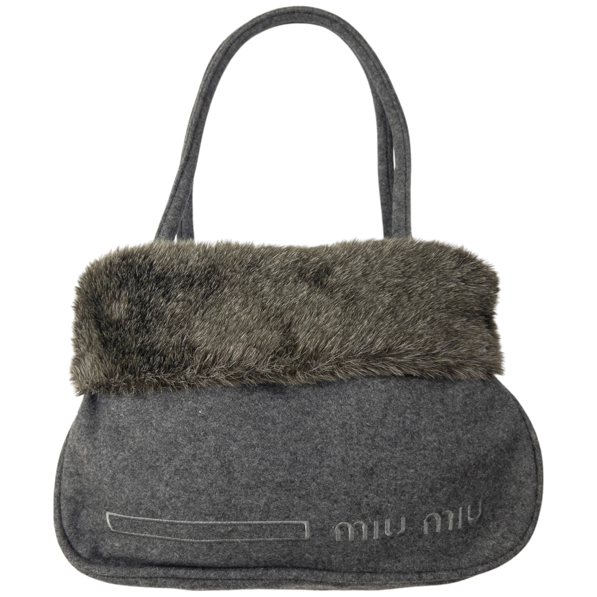 Vintage Miu Miu Fur Trim Shoulder Bag