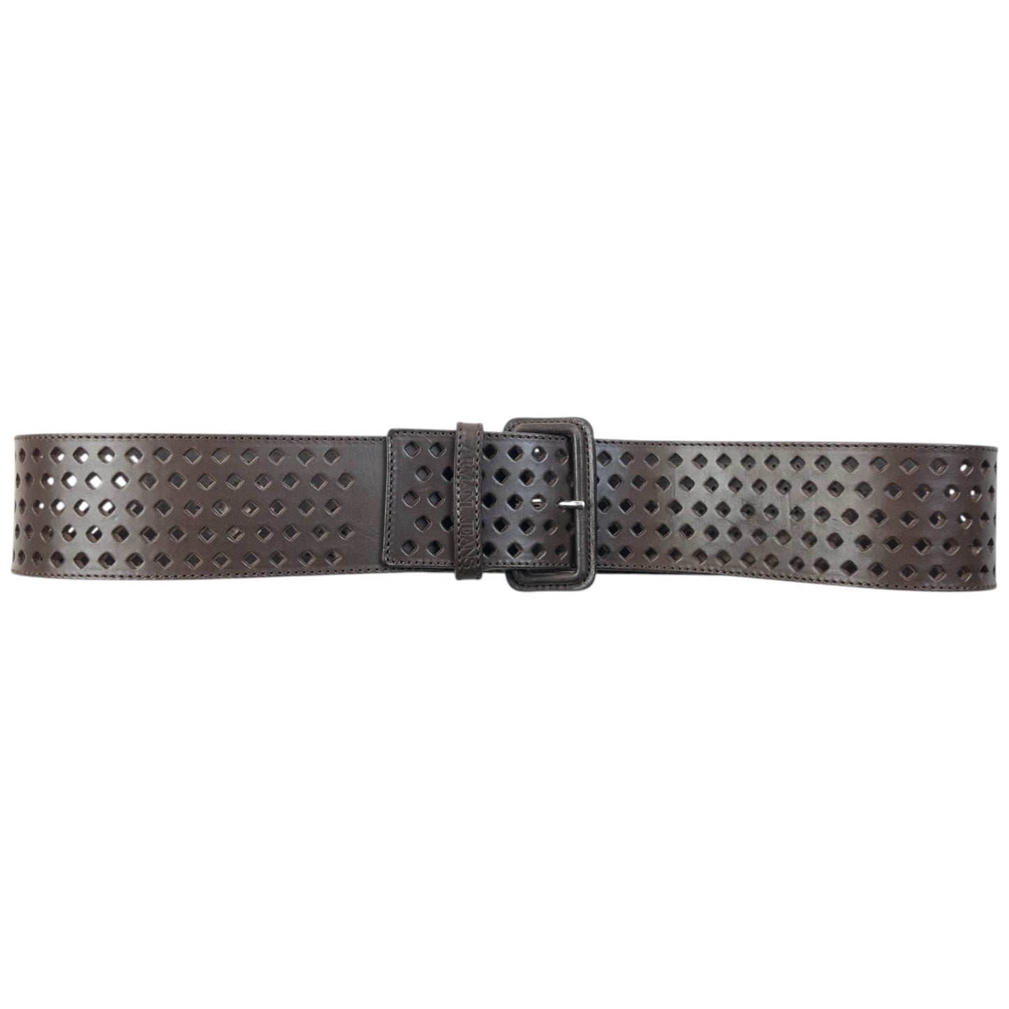 Vintage 2000s Armani Jeans Laser-Cut Leather Belt Size One Size