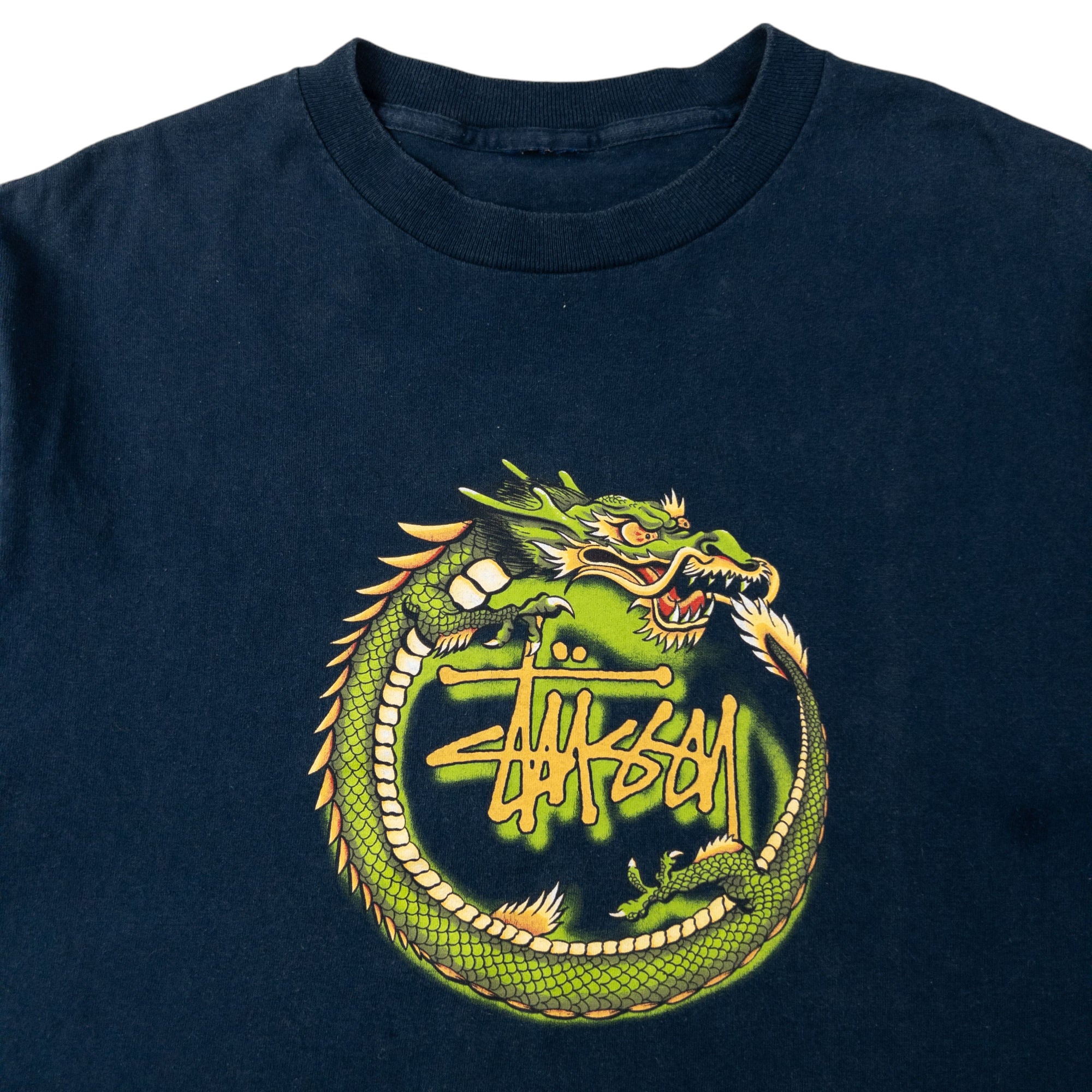 Vintage Stussy Graphic Dragon T Shirt Size S