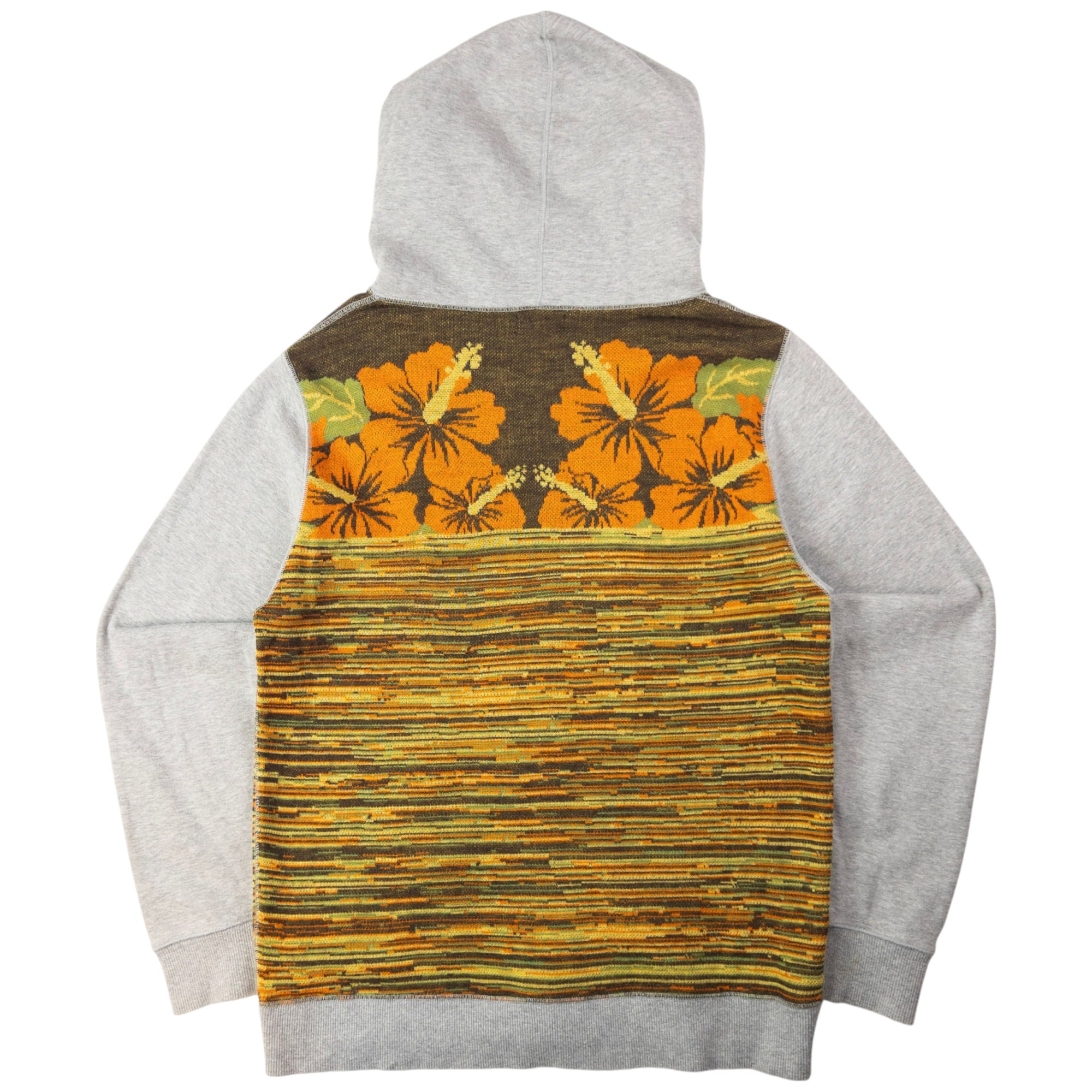 Vintage Final Home By Issey Miyake Double Hood Floral Knit Zip Up Hoodie Size M