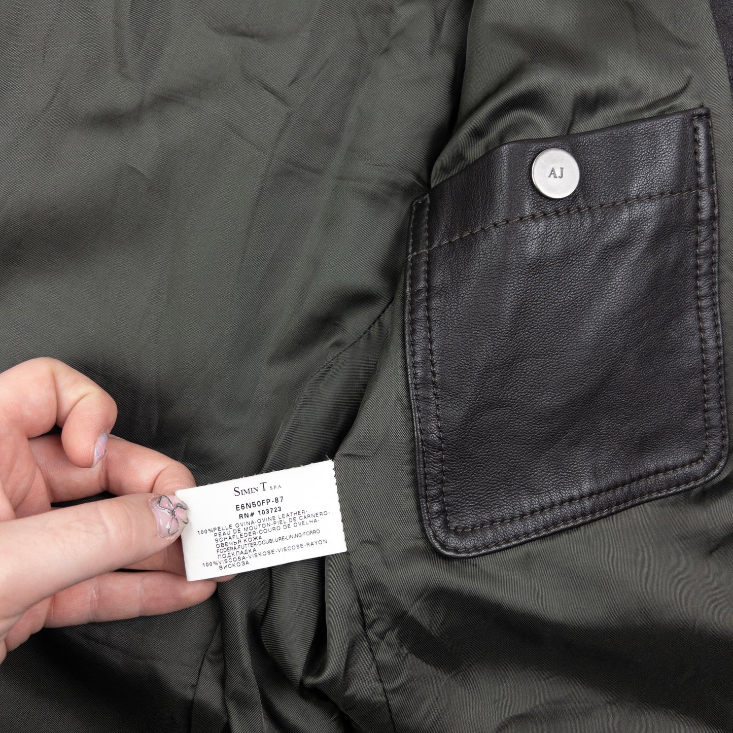 Vintage 2000s Armani Jeans Zip Up Leather Jacket Size L