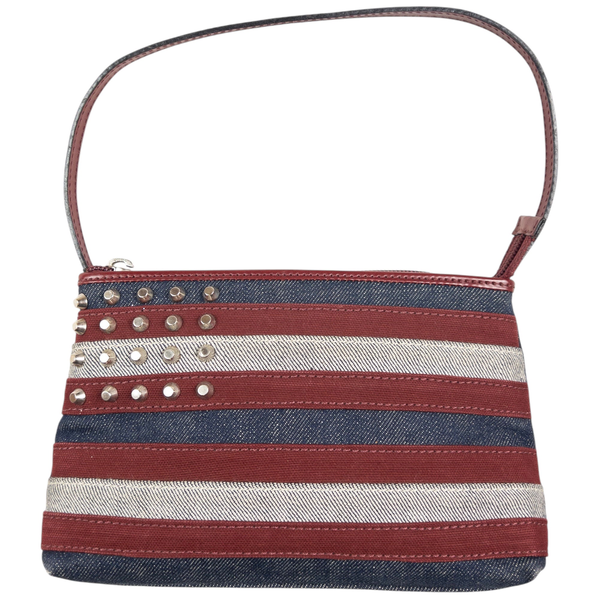 Vintage Burberry Studded Denim Flag Shoulder Bag