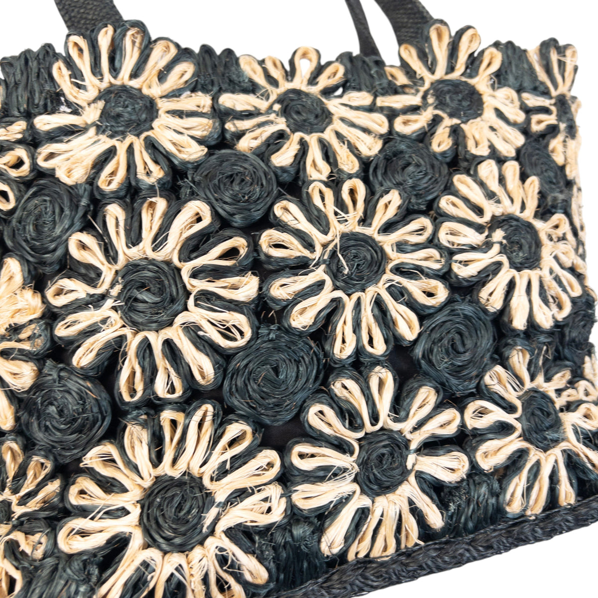 Vintage 2000s Yohji Yamamoto Floral Raffia Woven Shoulder Bag