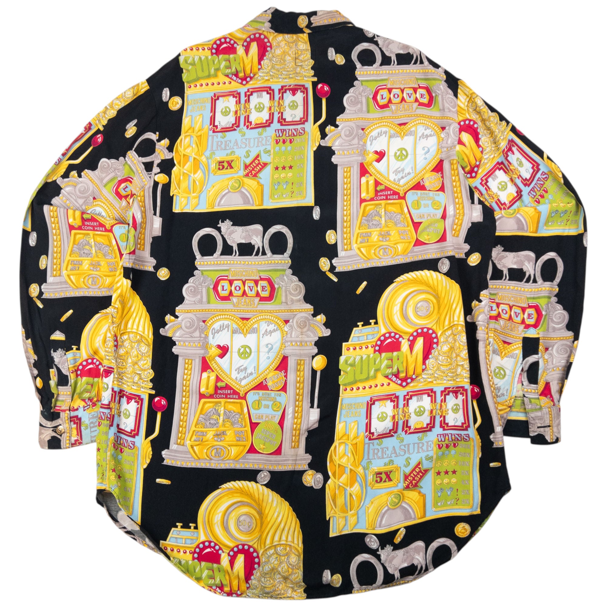 Vintage Moschino Slot Machine Button Up Long Sleeve Shirt Size L
