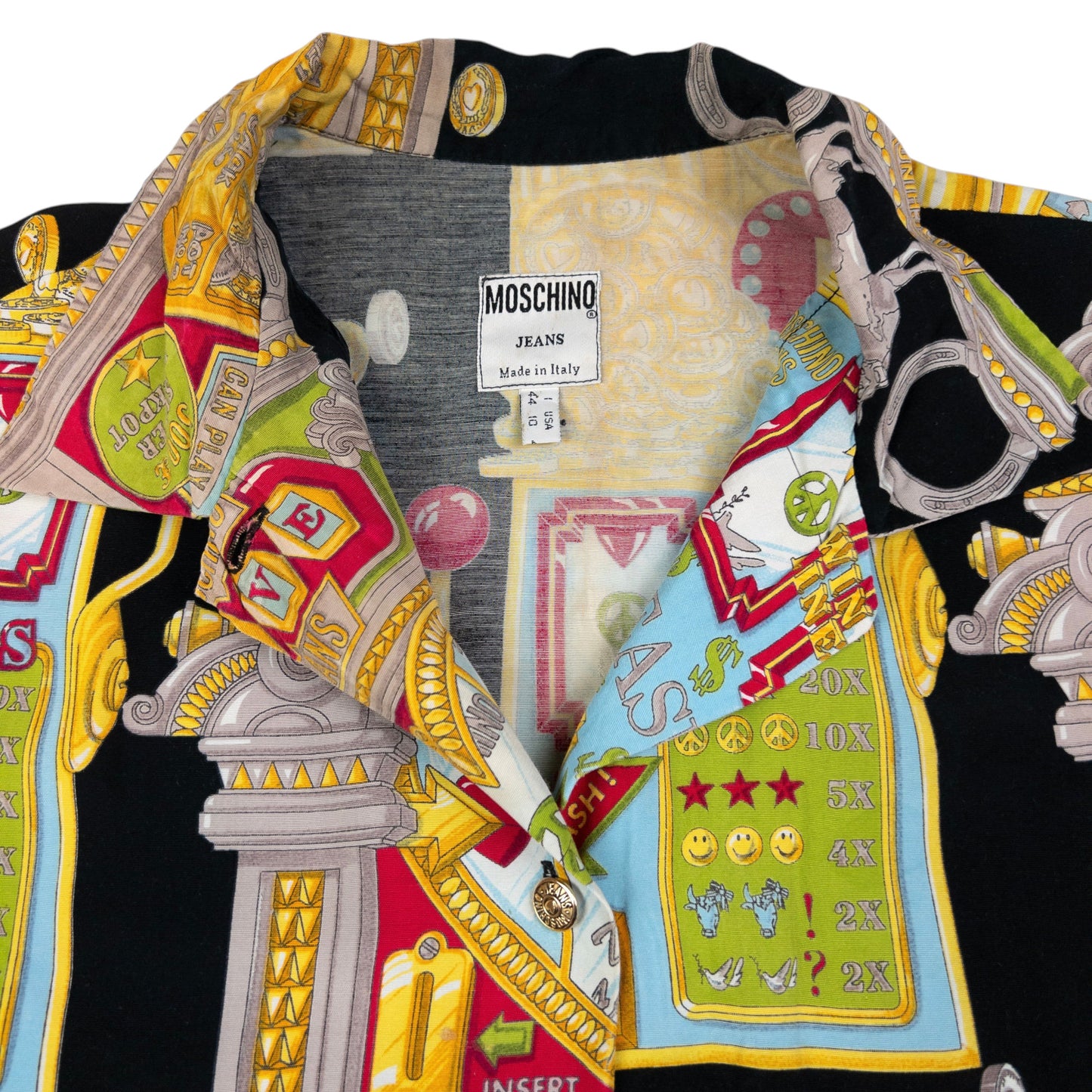 Vintage Moschino Slot Machine Button Up Long Sleeve Shirt Size L