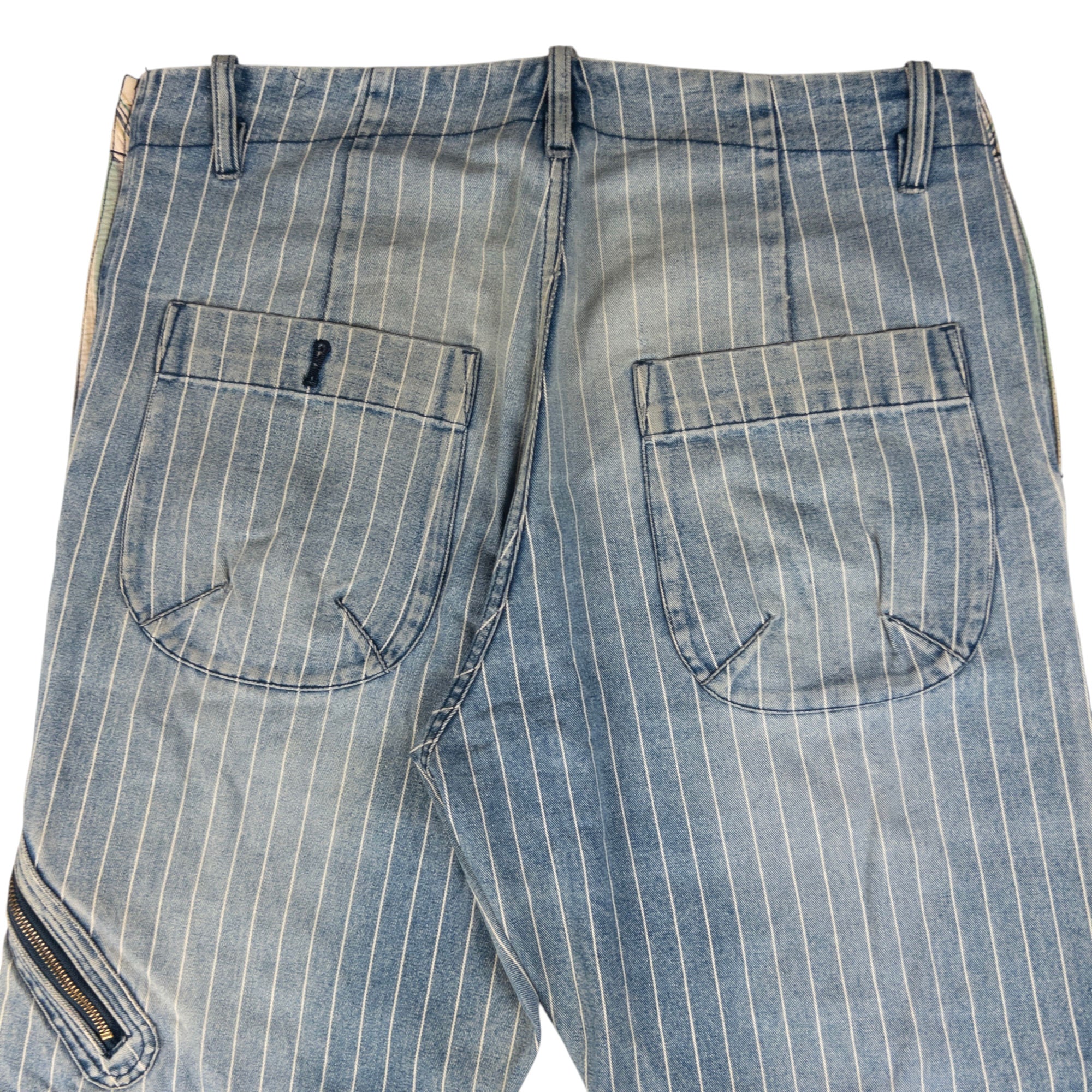 Vintage PPFM Striped Button Detail Denim Jeans Size W35