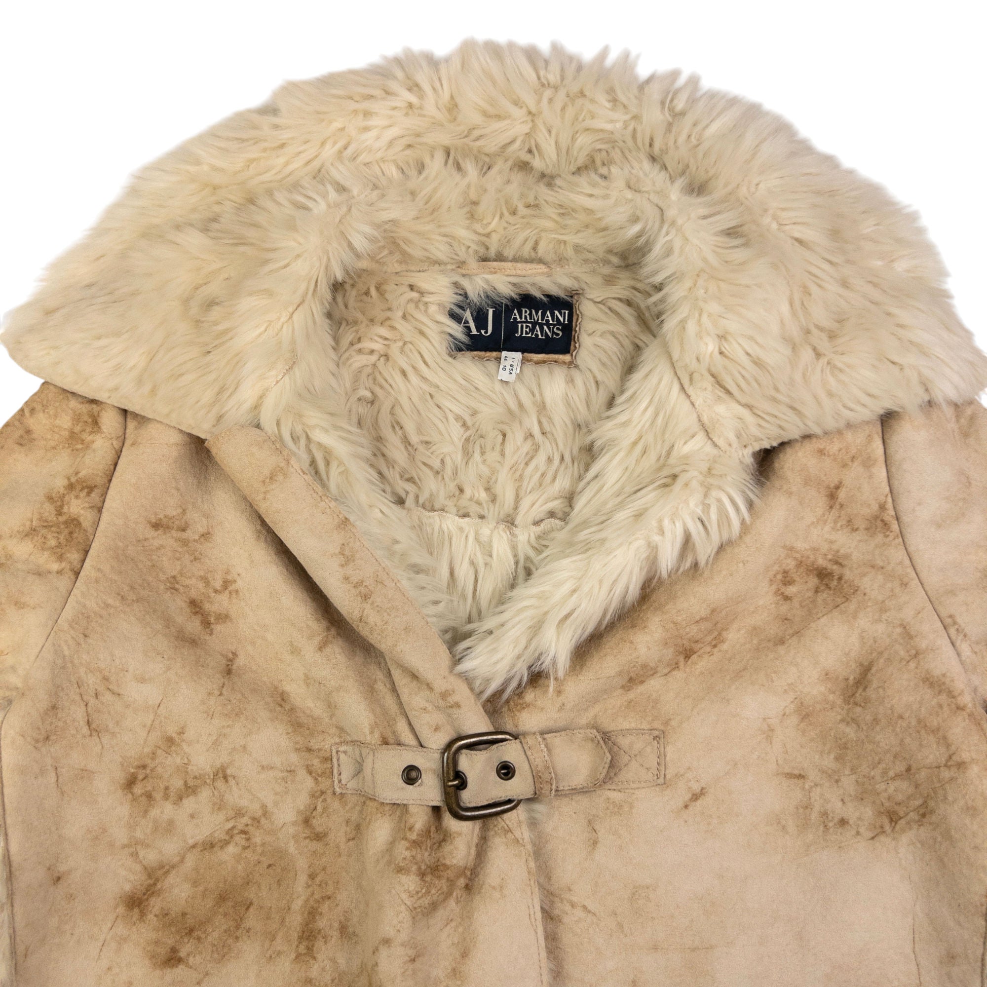 Vintage Armani Jeans Faux Fur Afghan Jacket Womens Size L