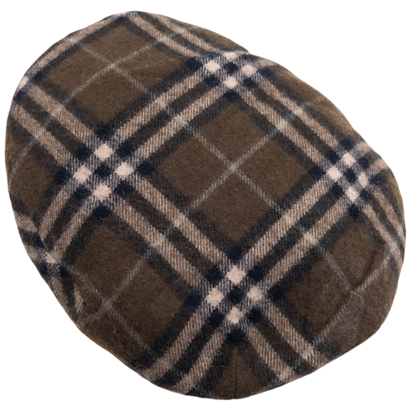 Vintage 90s Burberry Nova Check Wool Flat-Cap Hat